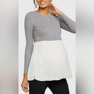 NWT Motherhood Maternity Mixed Material Sweater MD